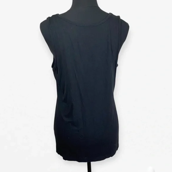 ANA Black Sequin Accent Sleeveless Stretch knit Tank Top L - Picture 4 of 8